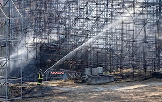 Italian Firemen try to extinguish the fire that broke out in the film studios of Cinecittà, Rome, Italy, 01 August 2022. According to initial information, the flames only affected the scenography of Renaissance Florence. There would be no injuries or intoxicated. ANSA / Massimo Percossi