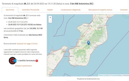 Terremoto in Calabria, scossa di magnitudo 3.1 avvertita in varie zone