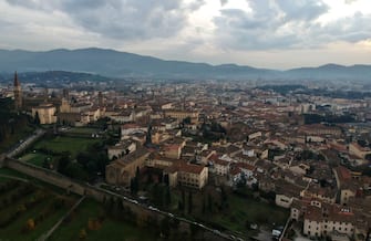 AREZZO, TOSCANA, ITALY - 2019/12/06: (EDITORS NOTE: Image was created with a drone.) 
Aerial view of Arezzo city, in Toscana region, in Italy. (Photo by Salvatore Laporta/KONTROLAB/LightRocket via Getty Images)