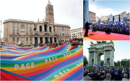 Manifestazione per la pace: i cortei a Roma e a Milano. FOTO