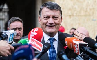 Z4Z Il segretario generale della Uil Pierpaolo Bombardieri al termine dell'incontro con il presidente del Consiglio Giorgia Meloni a palazzo Chigi, Roma, 07 dicembre 2022. ANSA/ANGELO CARCONI