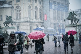 Neve a Torino in Piazza Castello,15 dicembre 2022 ANSA/TINO ROMANO