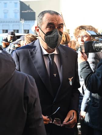 Lazio's Head Coach, Maurizio Sarri, during the funerals ceremony of Sinisa Mihajlovic at Santa Maria degli Angeli in Rome, 19 December 2022. ANSA/CLAUDIO PERI