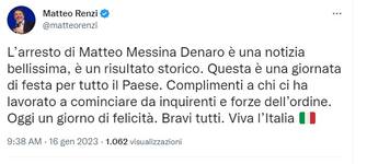 Il messaggio di Renzi
