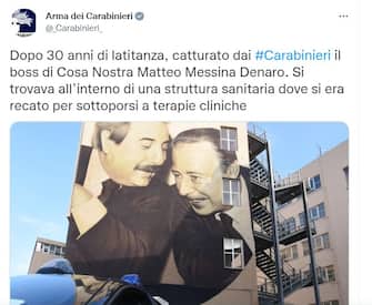 Il tweet dell'Arma dei Carabinieri