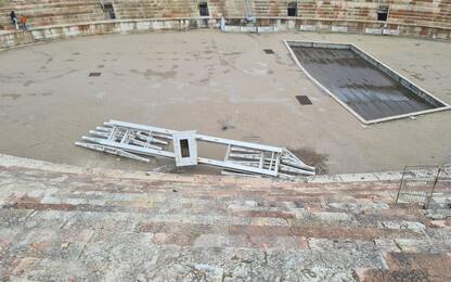 Arena di Verona, crolla la Stella di piazza Bra: danneggiati i gradoni