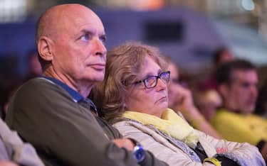 TEATRO INDIA - TEATRO DI ROMA, ROMA, RM, ITALY - 2018/10/03: Claudio and Paola Regeni, parents of Giulio Regeni in an evening in memory of Giulio Regeni, the Italian student tortured and killed in Cairo in February 2016. (Photo by Matteo Nardone/Pacific Press/LightRocket via Getty Images)