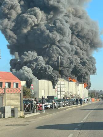 Un vasto incendio sta interessando un'azienda alimentare, il Salumificio Coati, ad Arbizzano, nel territorio del comune di Negrar di Valpolicella, alle porte di Verona, 09 febbraio 2023. L'alta colonna di fumo che sale dal rogo è visibile da chilometri di distanza. Secondo quanto si è appreso, le fiamme sono divampate in un nuovo capannone dell'azienda. Sul posto sono presenti in forze i Vigili del fuoco, mentre alcuni stabili nelle vicinanze sono stati evacuati per precauzione. Anche le strade della zona sono state chiuse al traffico.
ANSA (NPK)