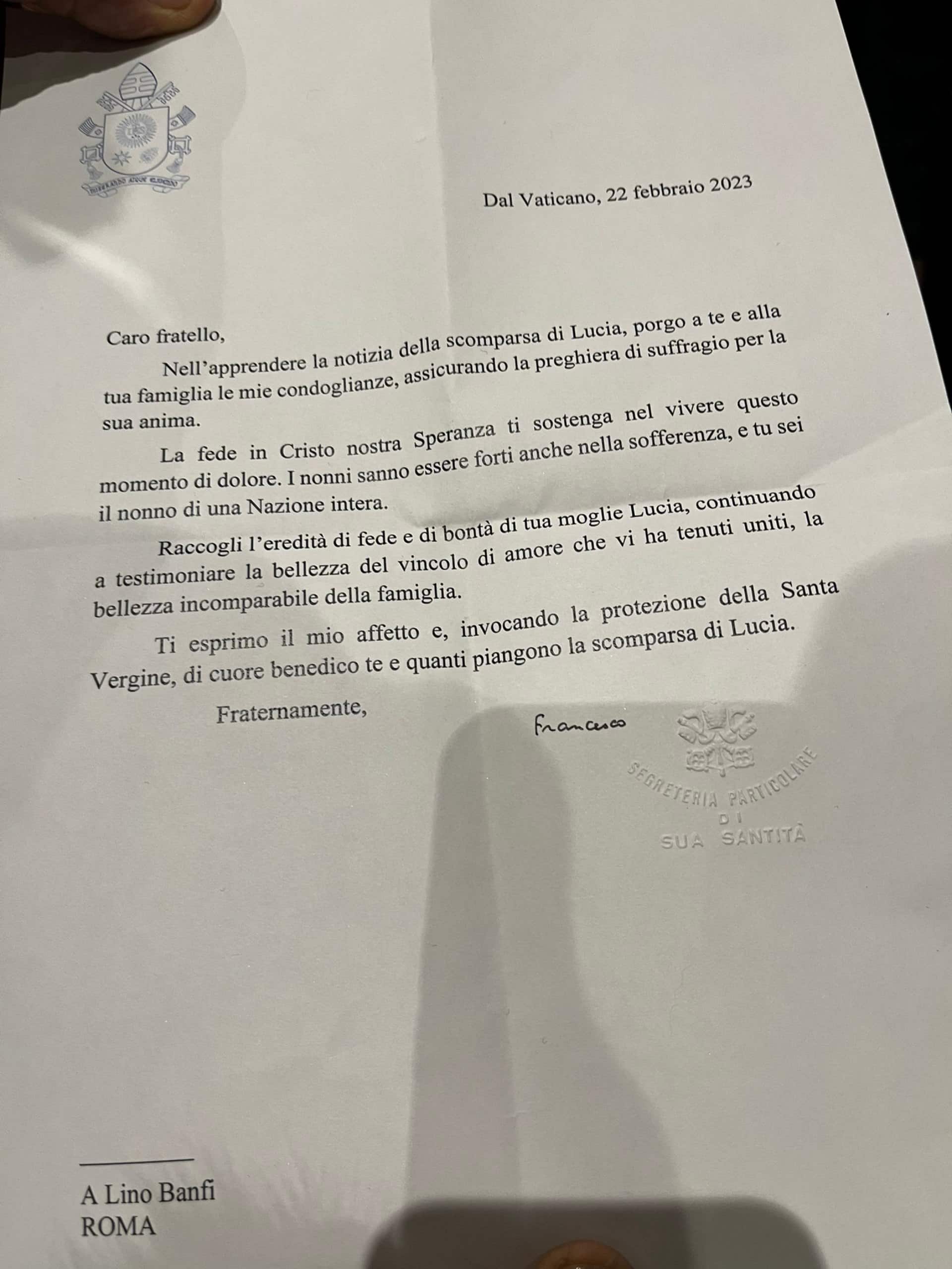 La lettera di Papa Francesco