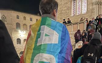 Marcia della pace La partenza della marcia per la pace Perugia-Assisi, 23 febbraio 2023.
ANSA/GIANLUIGI BASILIETTI