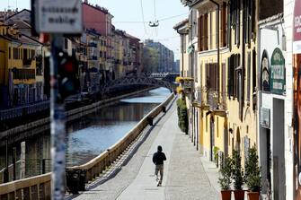 The Navigli district, the center of Milanese nightlife, dedserted due to the covid-19 coronavirus outbreak, Milan, Italy, 24 March 2020. Tighter lockdown measures come into force as Italy remains under lockdown. Countries around the world are taking increased measures to stem the widespread of the SARS-CoV-2 coronavirus which causes the Covid-19 disease. ANSA/Mourad Balti Touati