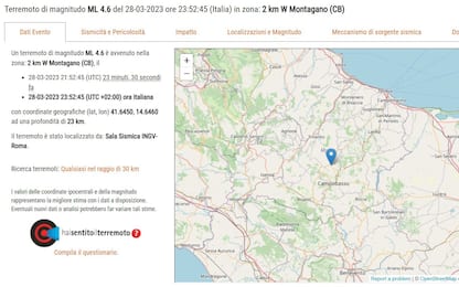 Terremoto in Molise, scossa di magnitudo 4.6 a Montagano