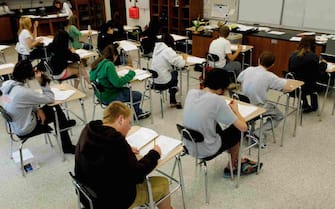 High School students taking a test