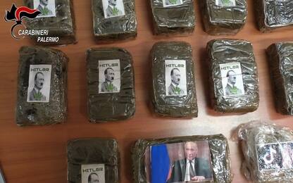 Palermo, sequestrati panetti di hashish con foto di Hitler e Putin