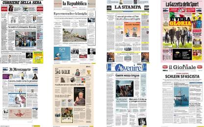 Le prime pagine dei quotidiani di oggi 23 aprile: la rassegna stampa