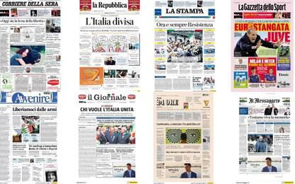 Le prime pagine dei quotidiani di oggi 25 aprile: la rassegna stampa