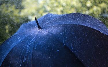 Rain on umbrella