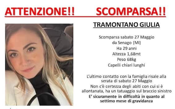 Giulia Tramontano, scomparsa a Milano 29enne incinta al settimo mese