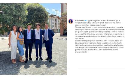 Francesco, il figlio di Matteo Renzi si laurea: gli auguri del padre