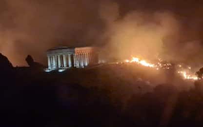Incendio a Segesta, fiamme lambiscono il tempio del Parco archeologico