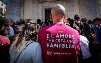 Un momento alla Chiesa degli Artisti durante i funerali di Michela Murgia, 12 Agosto 2023. ANSA/GIUSEPPE LAMI