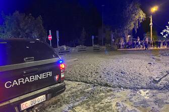 Foto LaPresse 13 agosto 2023 Bardonecchia, Italia - cronaca - Il torrente che attraversa il centro di Bardonecchia &#xe8; esondato nei pressi della piazza del municipio e di via Einaudi: una colata di fango e detriti in pieno centro