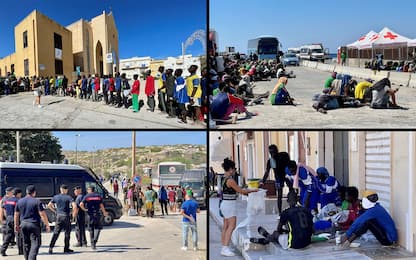 Lampedusa, l'accoglienza ai migranti in cerca di cibo. FOTO