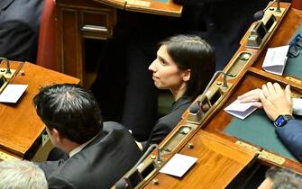 Elly Schlein, the secretary of Italy's Democratic Party (PD)  during the secular State Funeral for the President Emeritus Giorgio Napolitano, in the Chamber of Montecitorio in Rome, Italy, 26 September 2023.  Italy on Tuesday mourns Giorgio Napolitano, the nation's first two-time president who died aged 98 in Rome on Friday, with a non-religious State funeral in the Lower House. 
 ANSA/ALESSANDRO DI MEO
