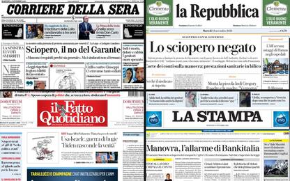 Le prime pagine dei quotidiani di oggi 14 novembre: la rassegna stampa