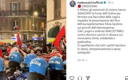 Milano, centri sociali cercano di bloccare corteo Lega. Ira di Salvini