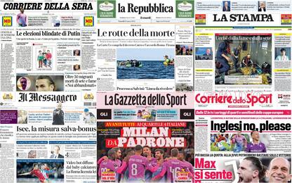 Le prime pagine dei quotidiani di oggi 15 marzo: la rassegna stampa