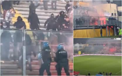 Scontri tra tifosi durante match Padova-Catania: polizia in campo
