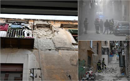 Napoli, crolla la facciata di un palazzo ai Quartieri Spagnoli. FOTO