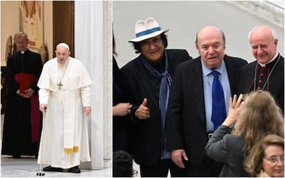 Il Papa incontra Albano e Lino Banfi: attore incoronato Nonno d'Italia