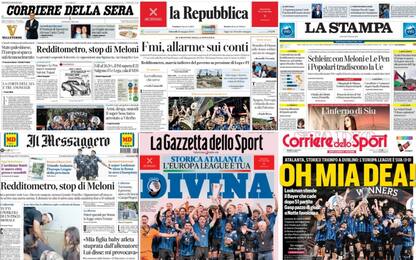 Le prime pagine dei quotidiani di oggi 23 maggio: la rassegna stampa