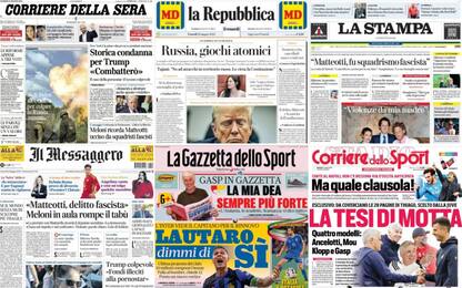 Le prime pagine dei quotidiani di oggi 31 maggio: la rassegna stampa