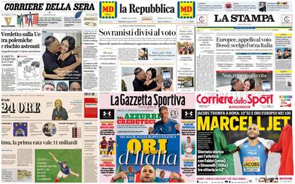 Le prime pagine dei quotidiani di oggi 9 giugno: la rassegna stampa