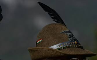 1237277259 Italian Army's Alpini troops veteran wearing a face mask seen during the celebration of the Centenary of the Unknown Soldier in Bassano del Grappa.
On Sunday, October 17, 2021, in Bassano del Grappa, Veneto, Italy. (Photo by Artur Widak/NurPhoto)