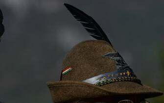 Italian Army's Alpini troops veteran wearing a face mask seen during the celebration of the Centenary of the Unknown Soldier in Bassano del Grappa.
On Sunday, October 17, 2021, in Bassano del Grappa, Veneto, Italy. (Photo by Artur Widak/NurPhoto)