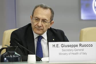 Giuseppe Ruocco, secretary general, Ministry of health, during meeting ''Being and well being'' - traditional healthy diets from the Mediterranean and beyond, FAO headquarter in Rome 27 november 2019.  ANSA/FABIO FRUSTACI