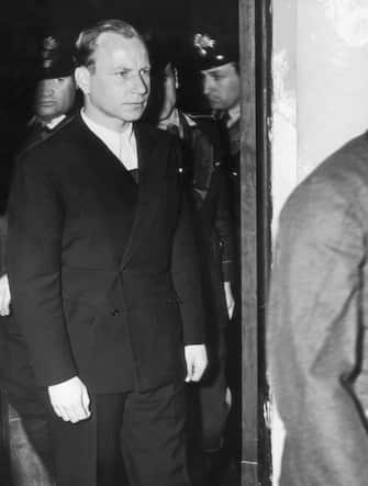 1947:  Herbert Kappler (1907 - 1978), a former colonel in the SS, during his trial in Rome for war crimes.  (Photo by Keystone/Getty Images)