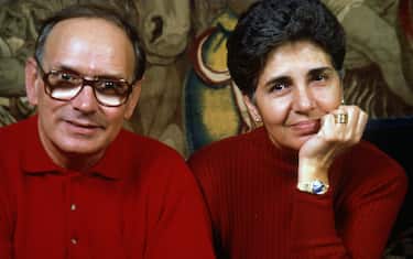 Music composer Ennio Morricone and his wife Maria Morricone Travia, Rome, Italy, 1991. (Photo by Luciano Viti/Getty Images)