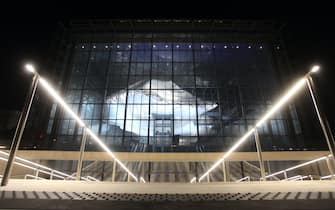 Roma, Presentazione in anteprima mondiale dell'illuminazione del nuovo Centro Congressi La nuvola di Fuksas,situato all 'Eur   Pictured :