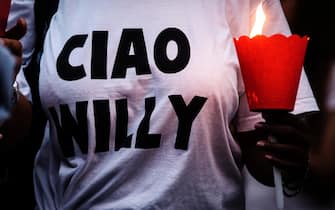 Un momento della fiaccolata  Con Willy  in ricordo di Willy Monteiro Duarte, il giovane ucciso a Colleferro la notte tra il 5 e il 6 settembre, Roma, 16 settembre 2020. 
ANSA/ANGELO CARCONI