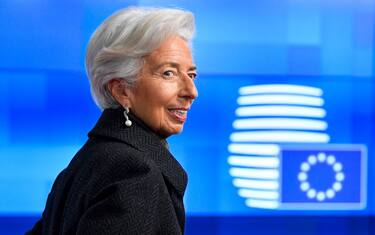 President of the European Central Bank (ECB) Christine Lagarde arrives for a Eurogroup meeting at the EU headquarters in Brussels on February 17, 2020. (Photo by John THYS / AFP) (Photo by JOHN THYS/AFP via Getty Images)