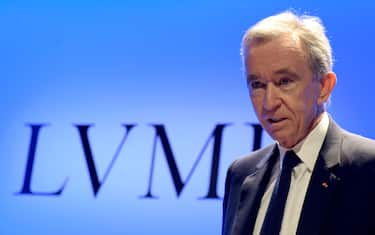 French luxury group LVMH Chairman and Chief Executive Officer Bernard Arnault presents the group's annual results for 2018 at the LVMH headquarters in Paris, on January 29, 2019. (Photo by ERIC PIERMONT / AFP)        (Photo credit should read ERIC PIERMONT/AFP via Getty Images)