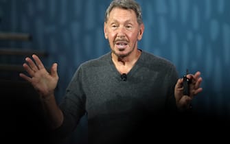 SAN FRANCISCO, CALIFORNIA - SEPTEMBER 16: Oracle chairman of the board and chief technology officer Larry Ellison delivers a keynote address during the 2019 Oracle OpenWorld on September 16, 2019 in San Francisco, California. Oracle chairman of the board and chief technology officer Larry Ellison kicked off the 2019 Oracle OpenWorld with a keynote address. The annual convention runs through September 19.  (Photo by Justin Sullivan/Getty Images)
