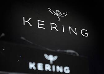 Logo of French luxury group Kering taken on February 17, 2015. AFP PHOTO ERIC PIERMONT        (Photo credit should read ERIC PIERMONT/AFP via Getty Images)