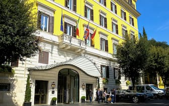 A general view shows the Hotel Eden, which belongs to luxury hotel operator Dorchester Collection, owned by the Brunei Investment Agency (BIA), on April 1, 2019 in Rome. - US actor George Clooney, and a growing list of politicians and celebrities including singer Elton John, has called for a boycott of nine Brunei-owned hotels over the sultanate's new death-penalty laws for gay sex and adultery. The nine hotels mentioned by Clooney are located in Britain, France, Italy and the United States, including Rome's Hotel Eden. (Photo by Andreas SOLARO / AFP)        (Photo credit should read ANDREAS SOLARO/AFP via Getty Images)