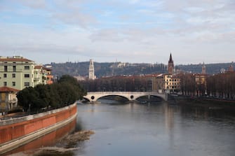 VERONA, ITALY - JANUARY 05:  The Adige River is seen running through Verona on January 5, 2018 in Verona, Italy.  (Photo by Alex Livesey - Danehouse/Getty Images)